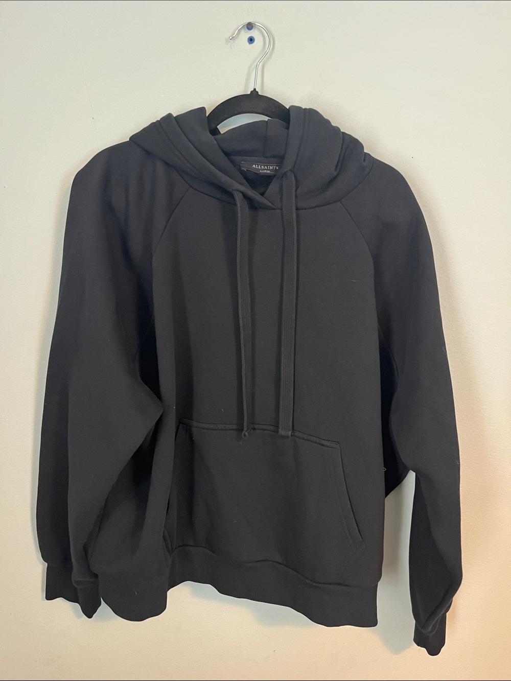 All Saints Black Crewneck Pullover Hoodie